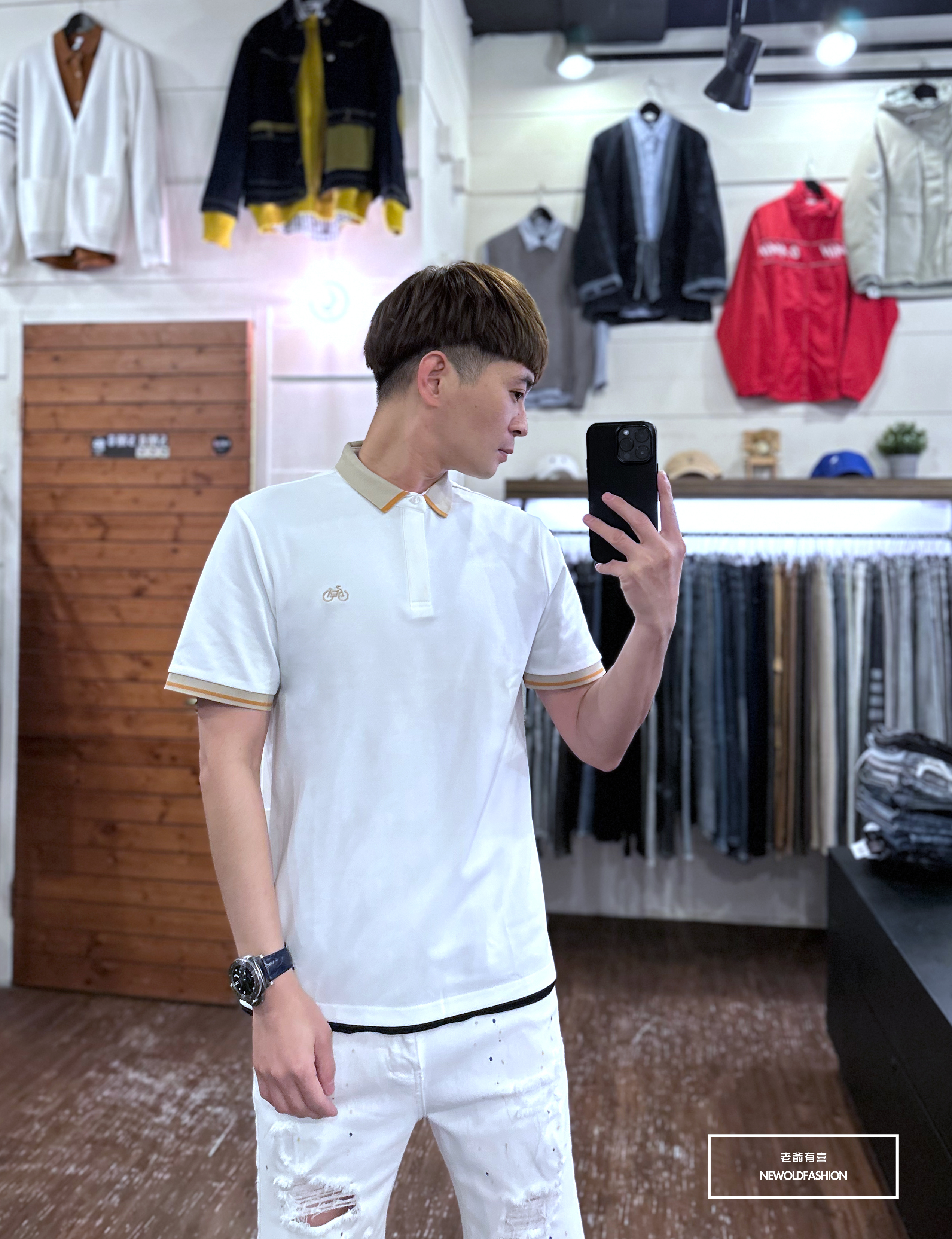 『新品上市』重磅腳踏車刺繡滾邊POLO衫(NOF2303C60031)-白