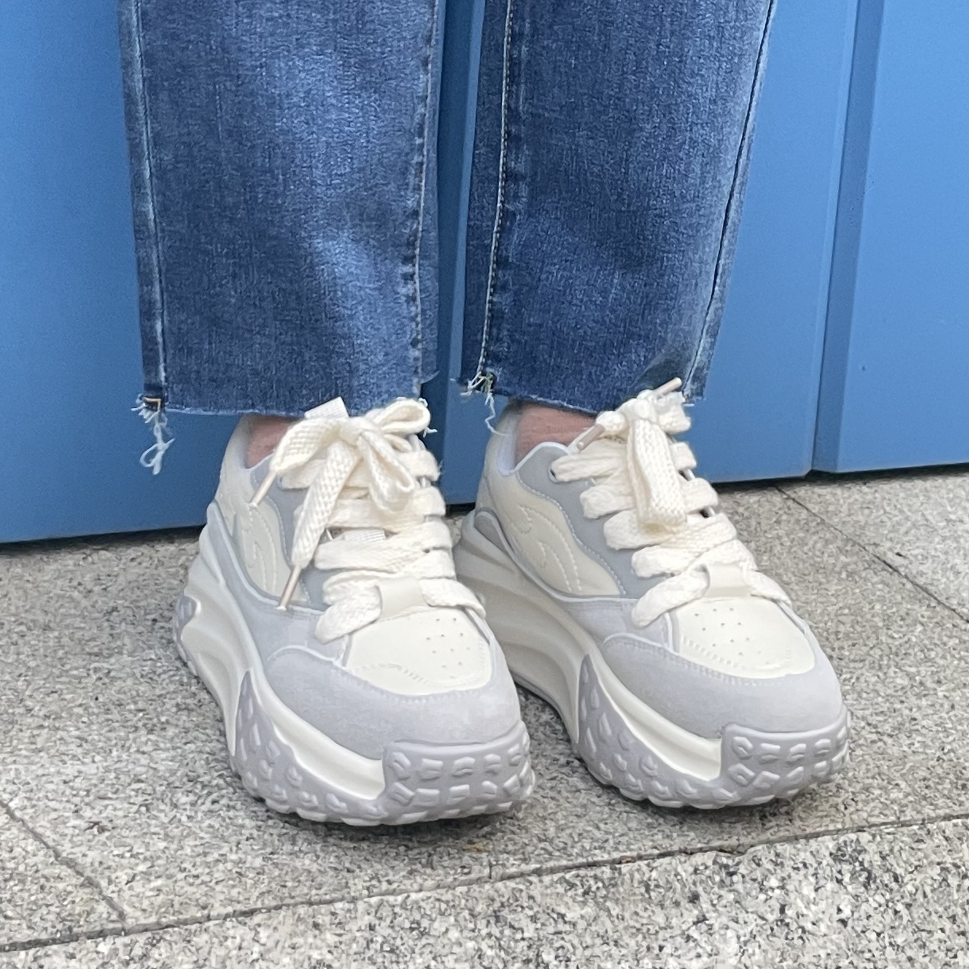 |現貨|小個子燕麥奶軟軟厚底老爹鞋🥛