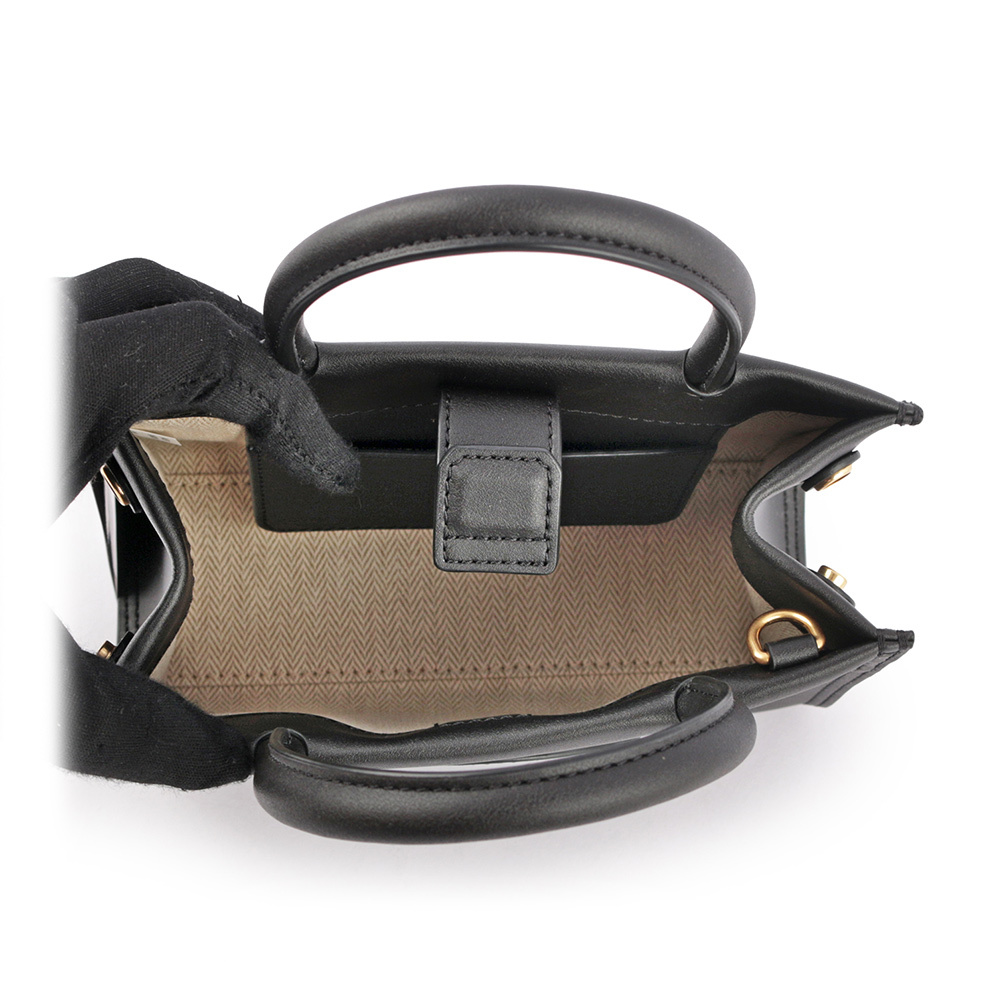 【TORY BURCH】Ella 圓形標誌牛皮迷你二用托特包(黑色)