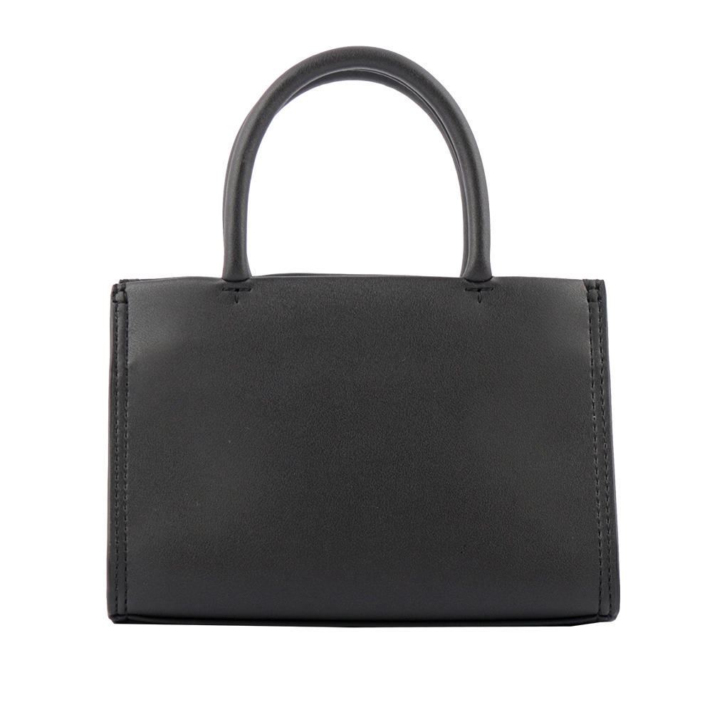 【TORY BURCH】Ella 圓形標誌牛皮迷你二用托特包(黑色)