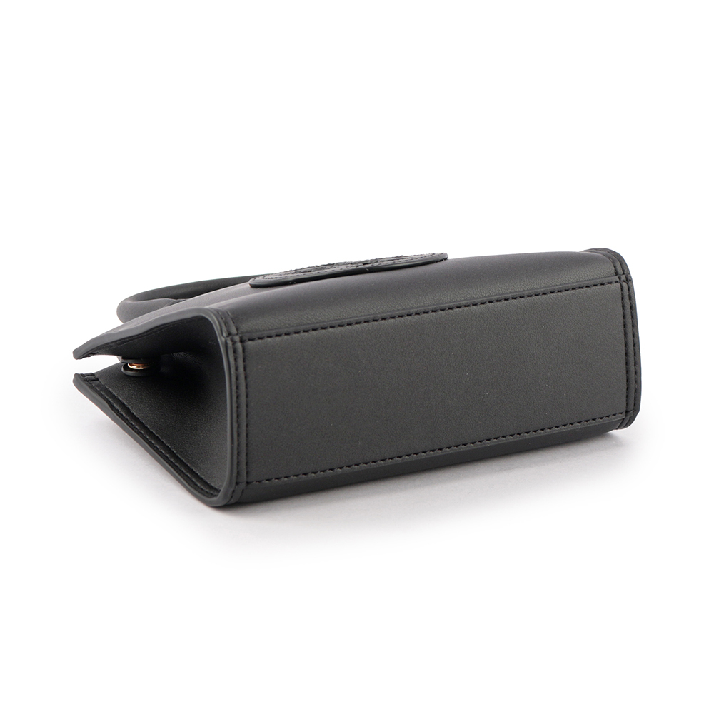 【TORY BURCH】Ella 圓形標誌牛皮迷你二用托特包(黑色)