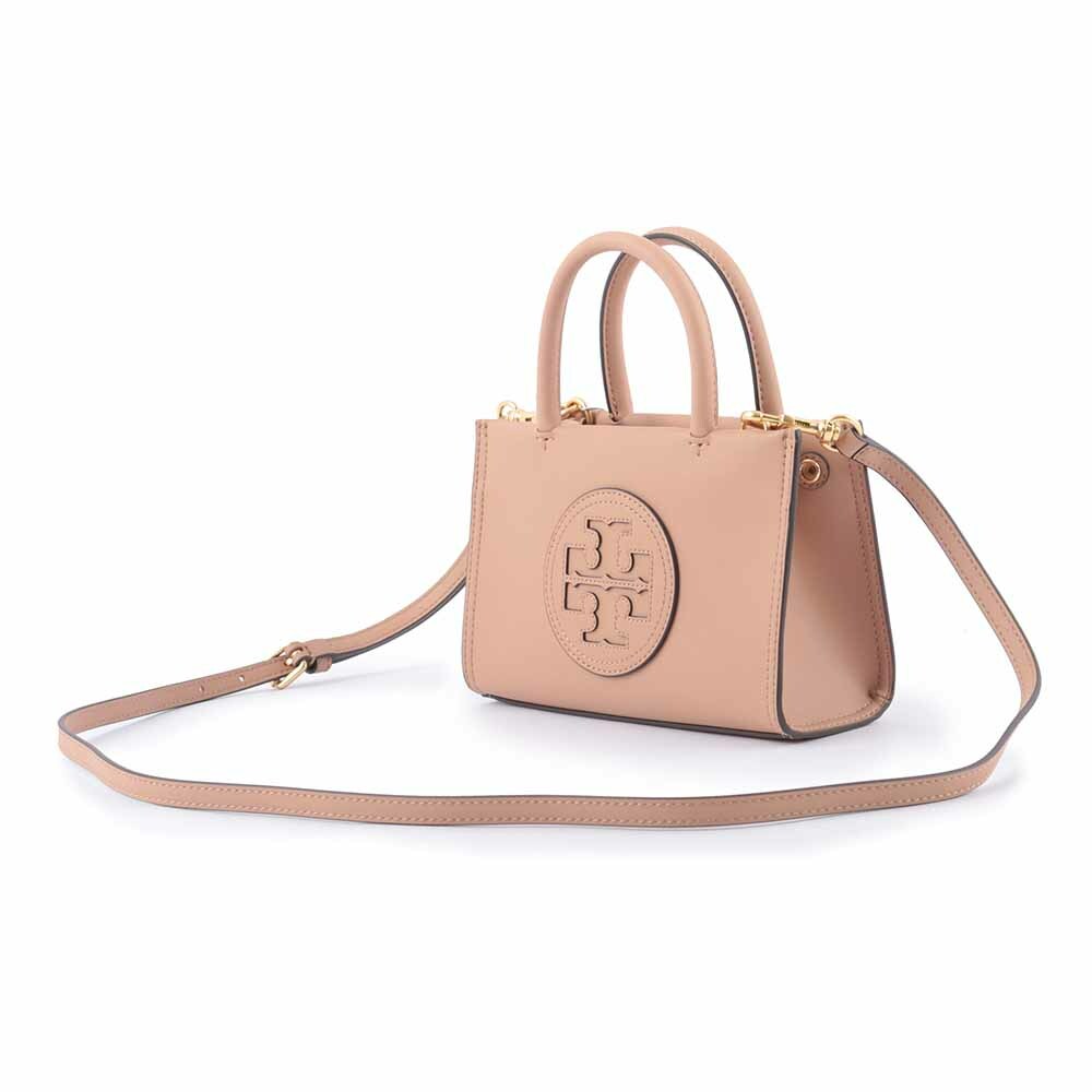 【TORY BURCH】Ella 圓形標誌牛皮迷你二用托特包(藕粉色)