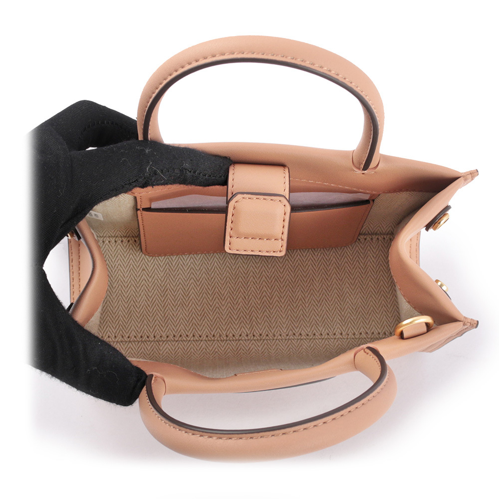 【TORY BURCH】Ella 圓形標誌牛皮迷你二用托特包(藕粉色)