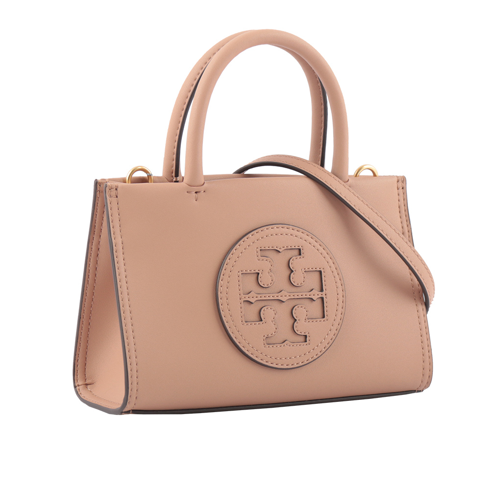 【TORY BURCH】Ella 圓形標誌牛皮迷你二用托特包(藕粉色)