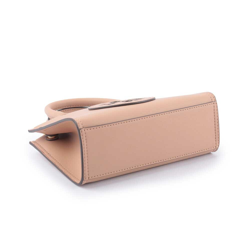 【TORY BURCH】Ella 圓形標誌牛皮迷你二用托特包(藕粉色)