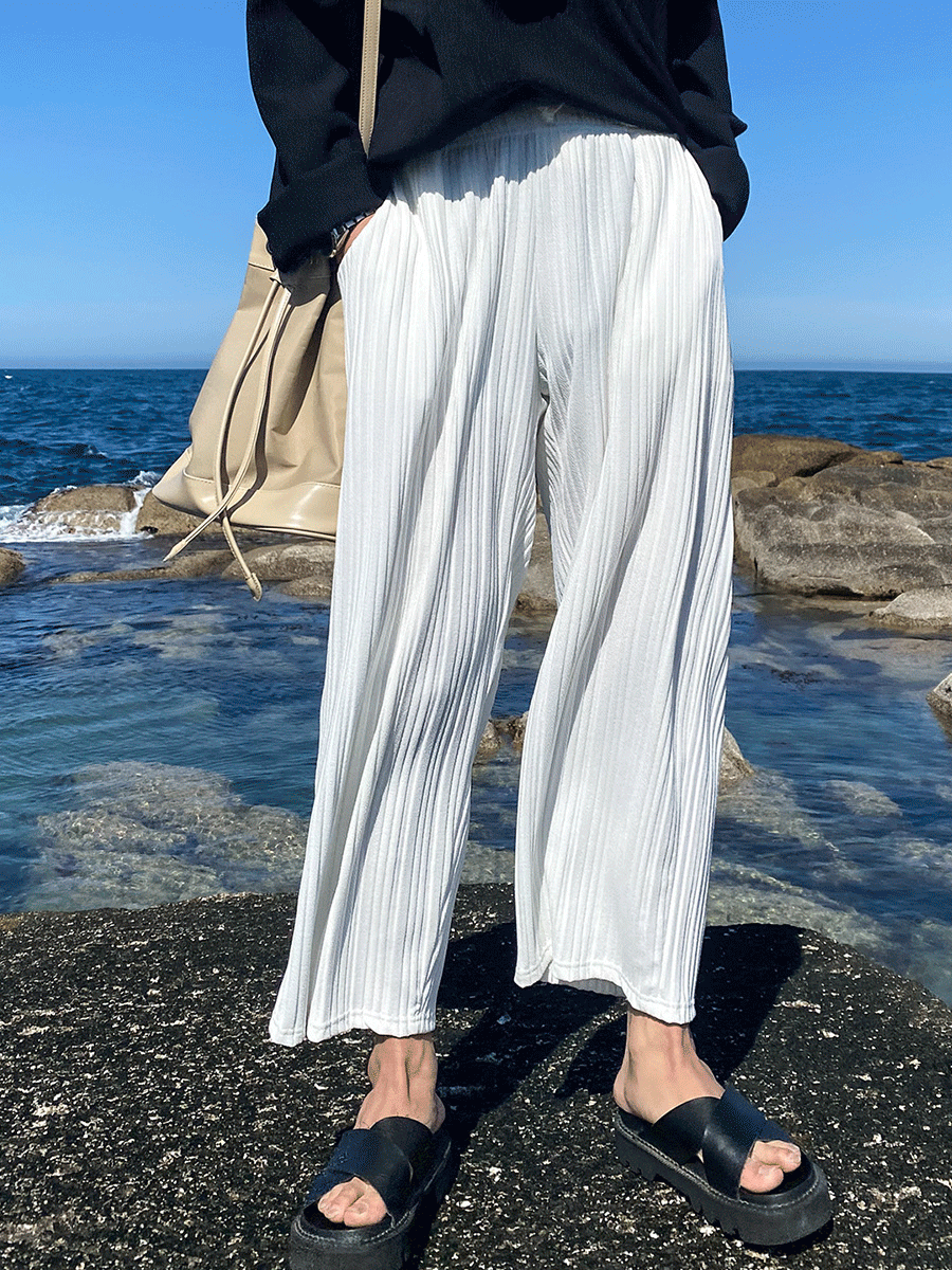 百褶皺AIR九分闊腿褲