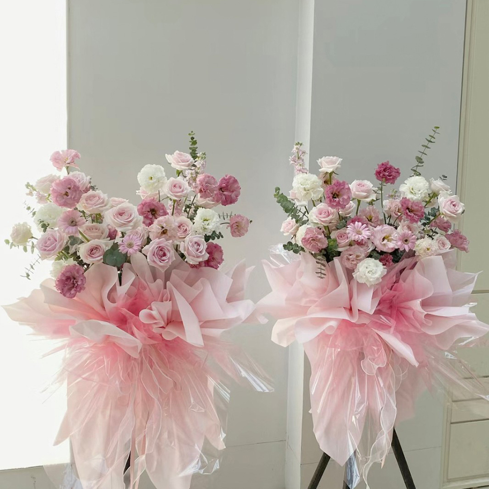 粉白色 韓式高架花籃