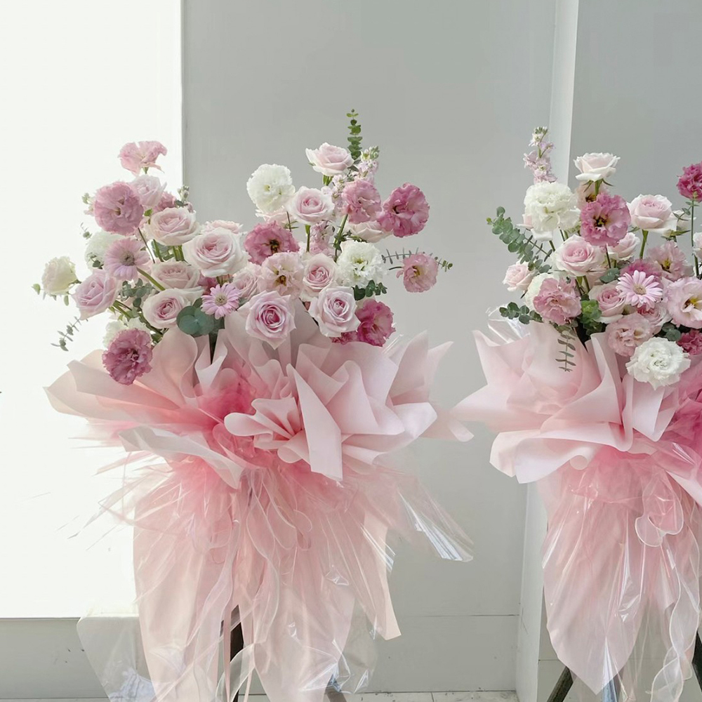 粉白色 韓式高架花籃