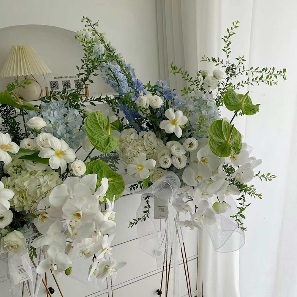 白藍色系 韓式高架花籃