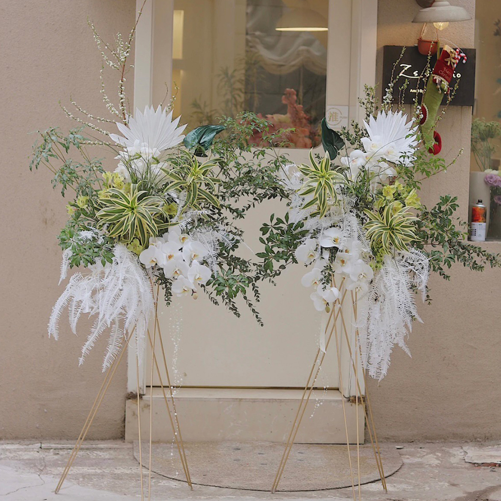 白綠色系 植物系高架花籃