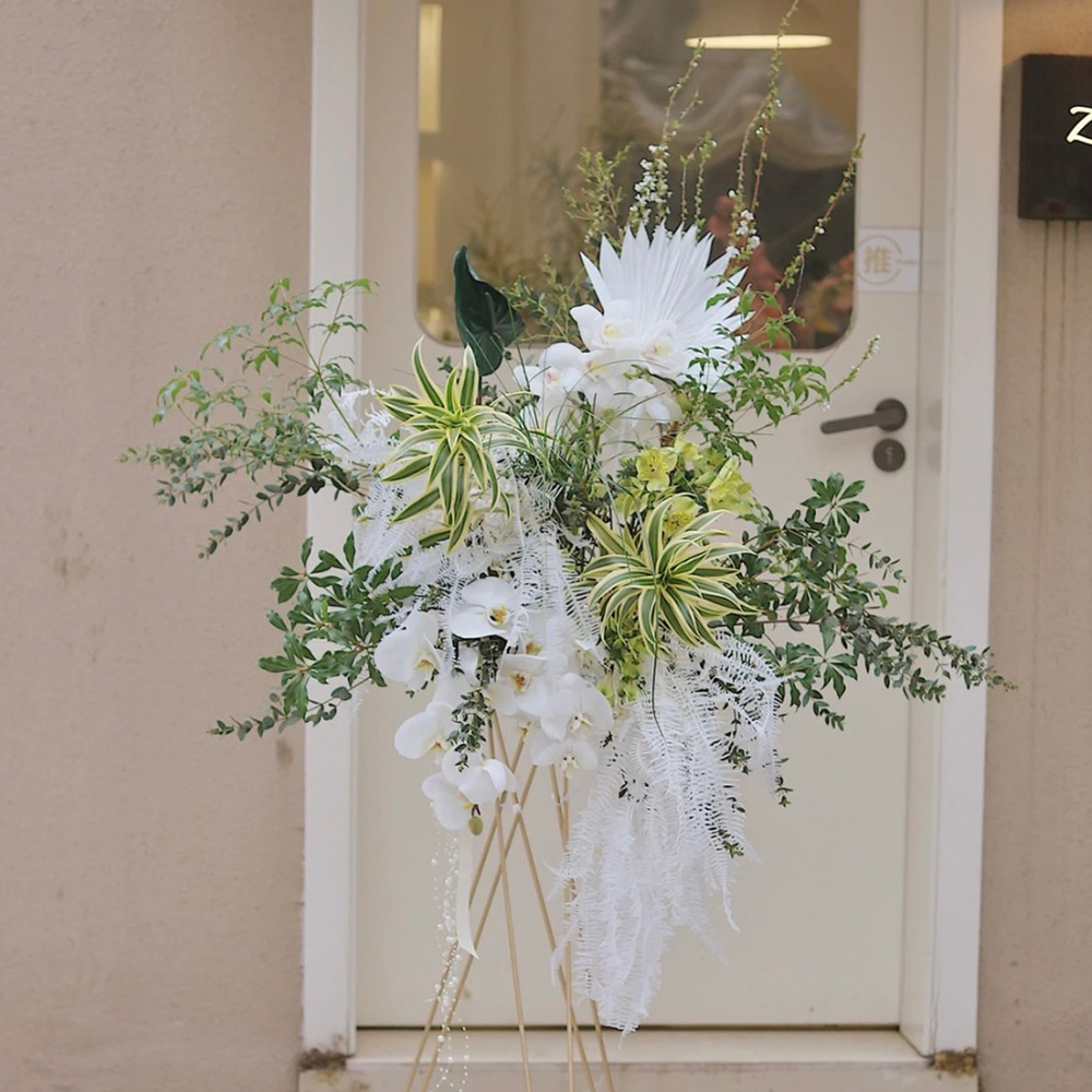 白綠色系 植物系高架花籃