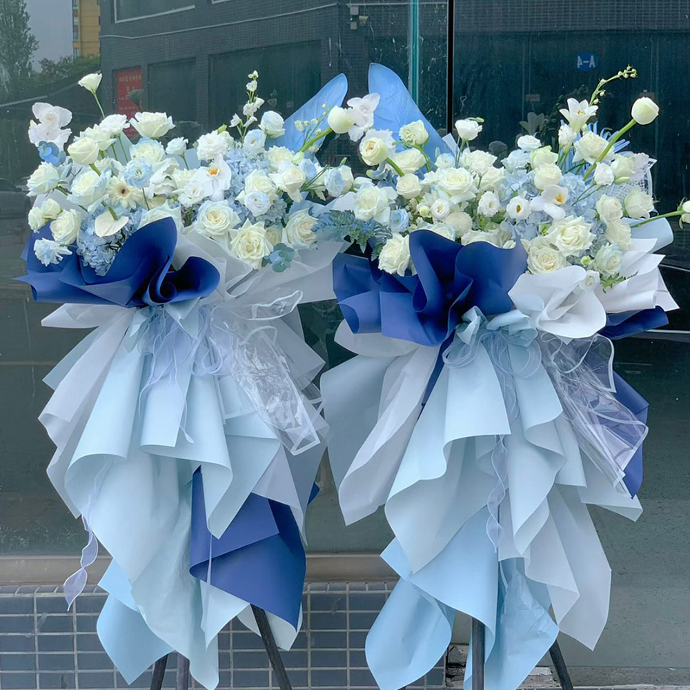 碎冰藍色系 韓式高架花籃