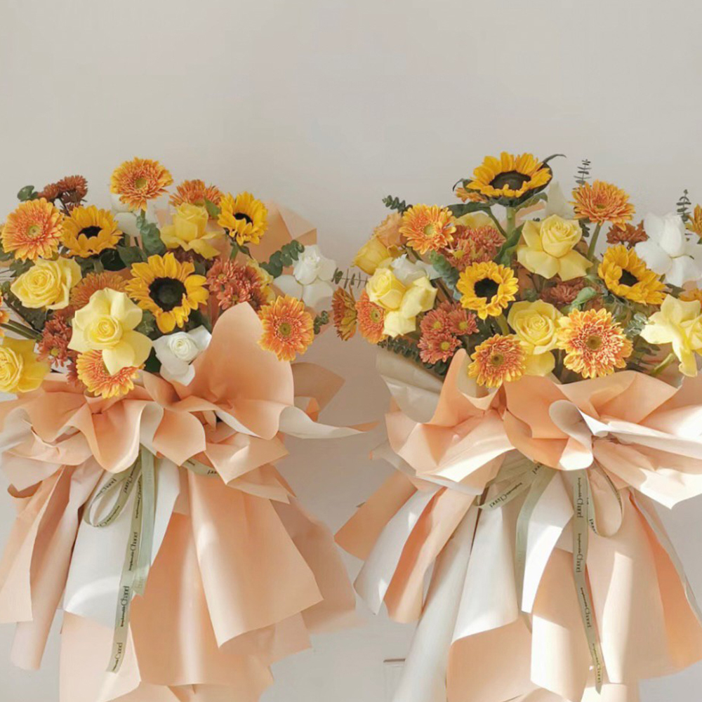 黃色系 太陽花 高架花籃