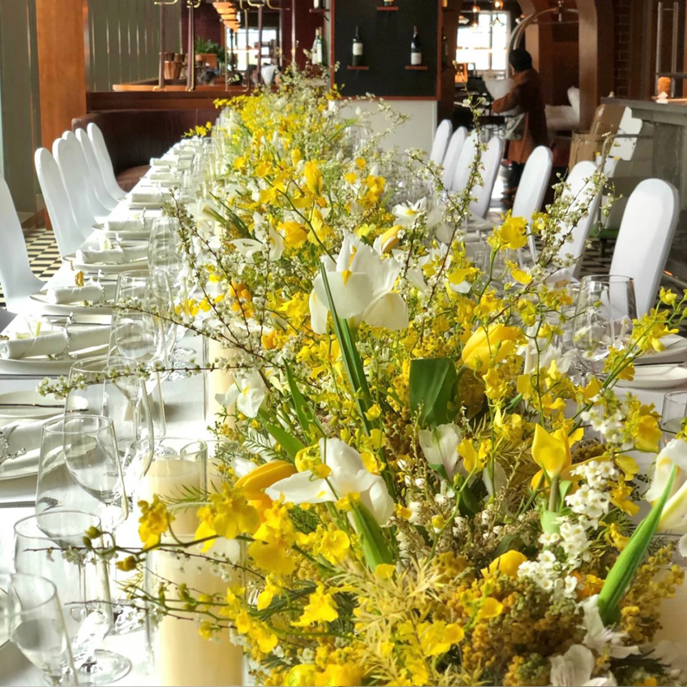 黃色系 法式餐桌花佈置