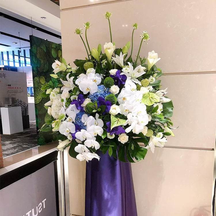 白紫色系 經典式高架花籃