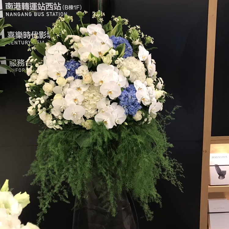 藍白色系 經典式高架花籃