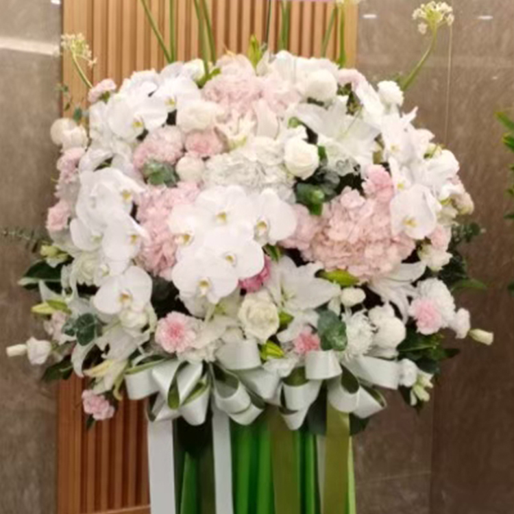 白粉色系 經典高架花籃 豪華豐富款