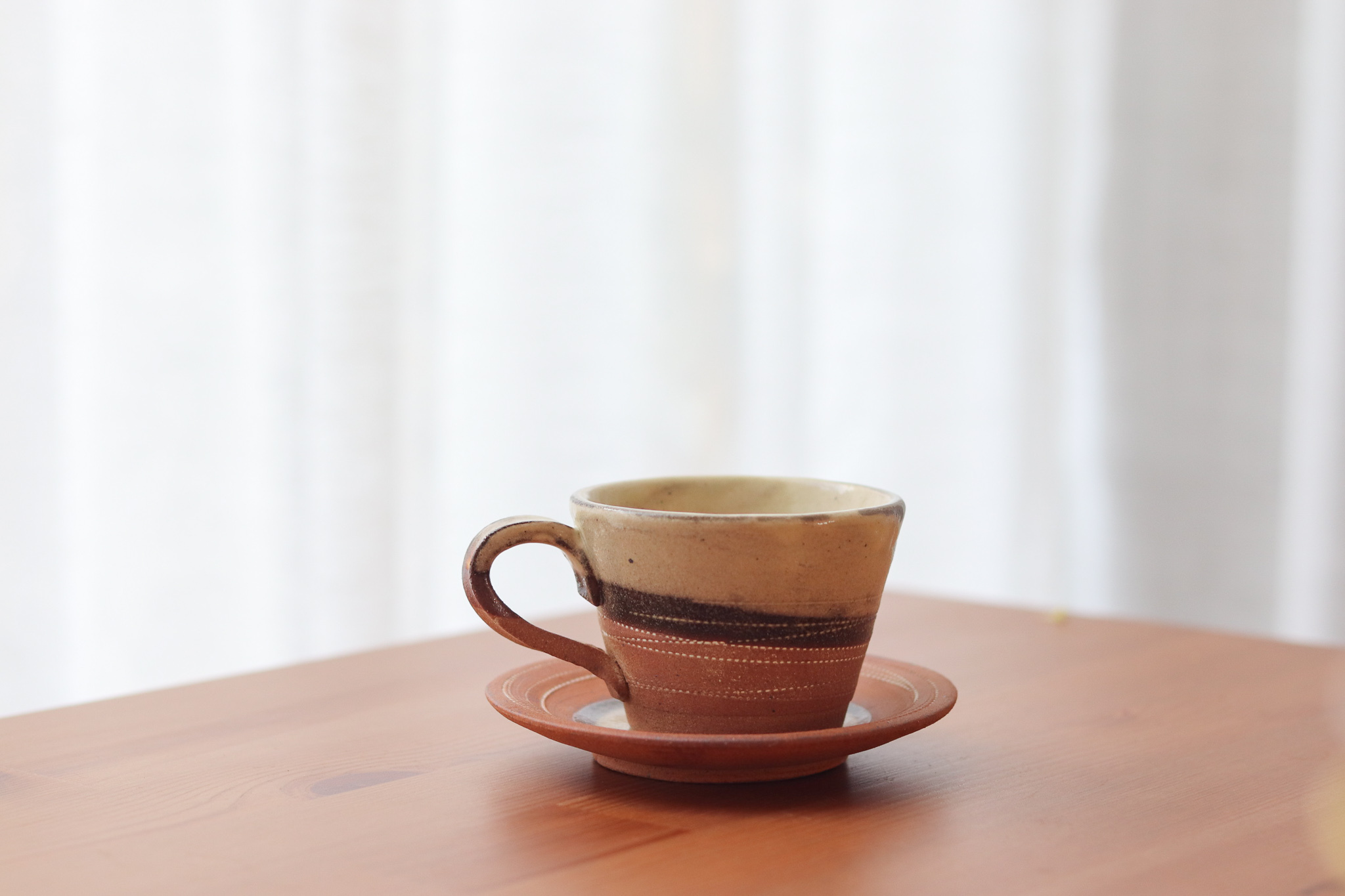 日本 美濃燒 白螺旋紋 咖啡杯組