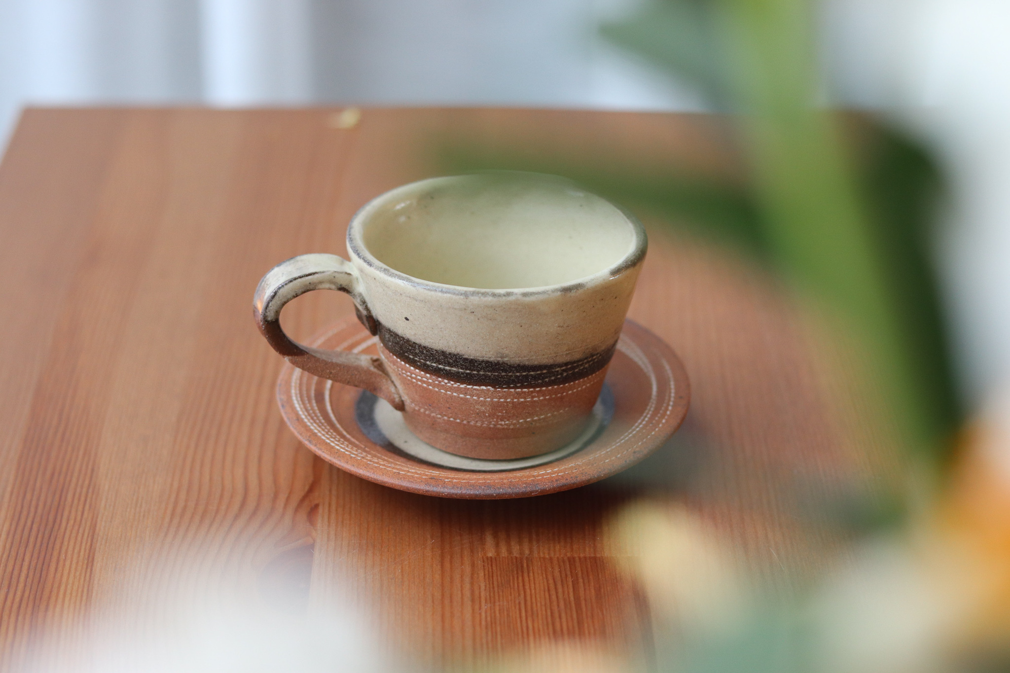 日本 美濃燒 白螺旋紋 咖啡杯組