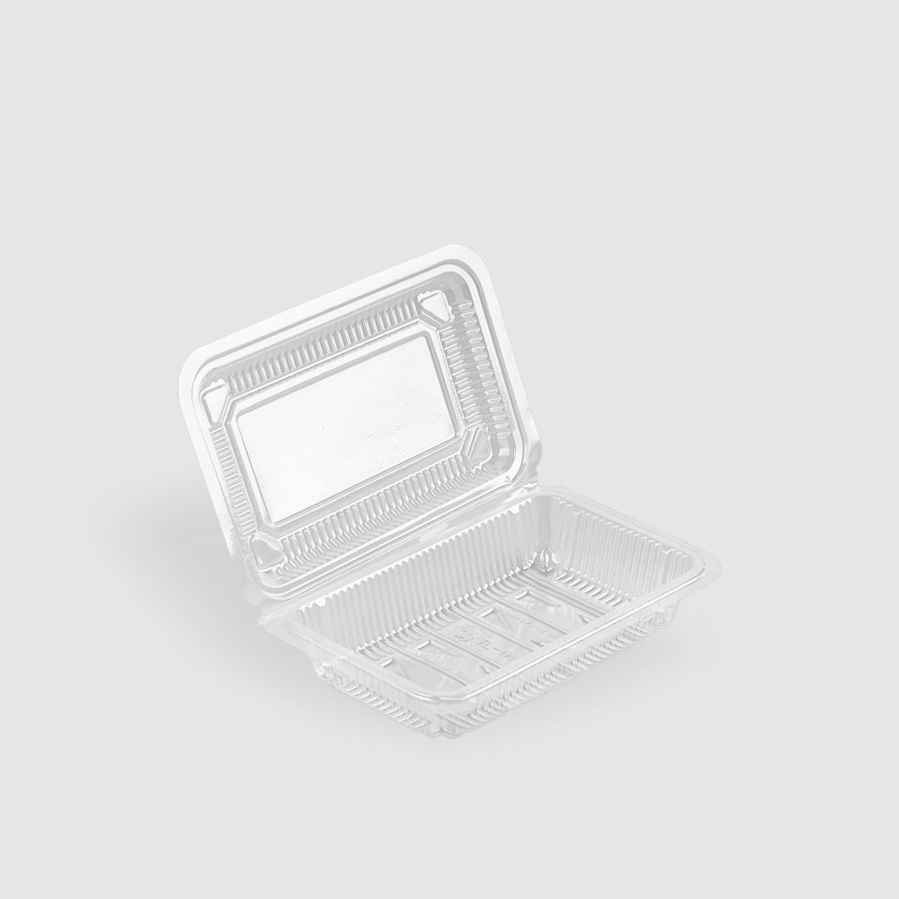 塑膠連體食品盒 方形 200ml