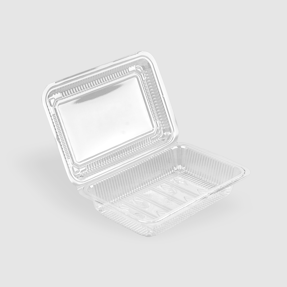 塑膠連體食品盒 方形 550ml