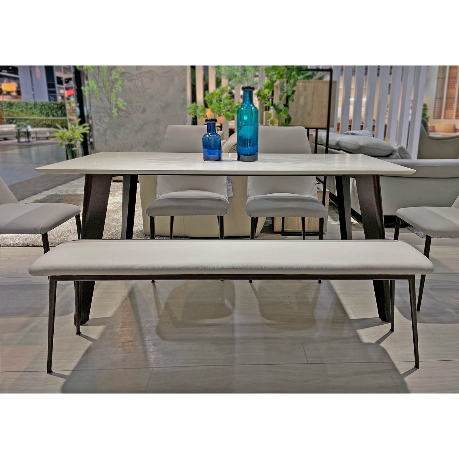 Henry 高耐磨科技皮長椅 - 白灰色〔CH256A〕【餐桌/工業風餐椅/皮餐桌椅】