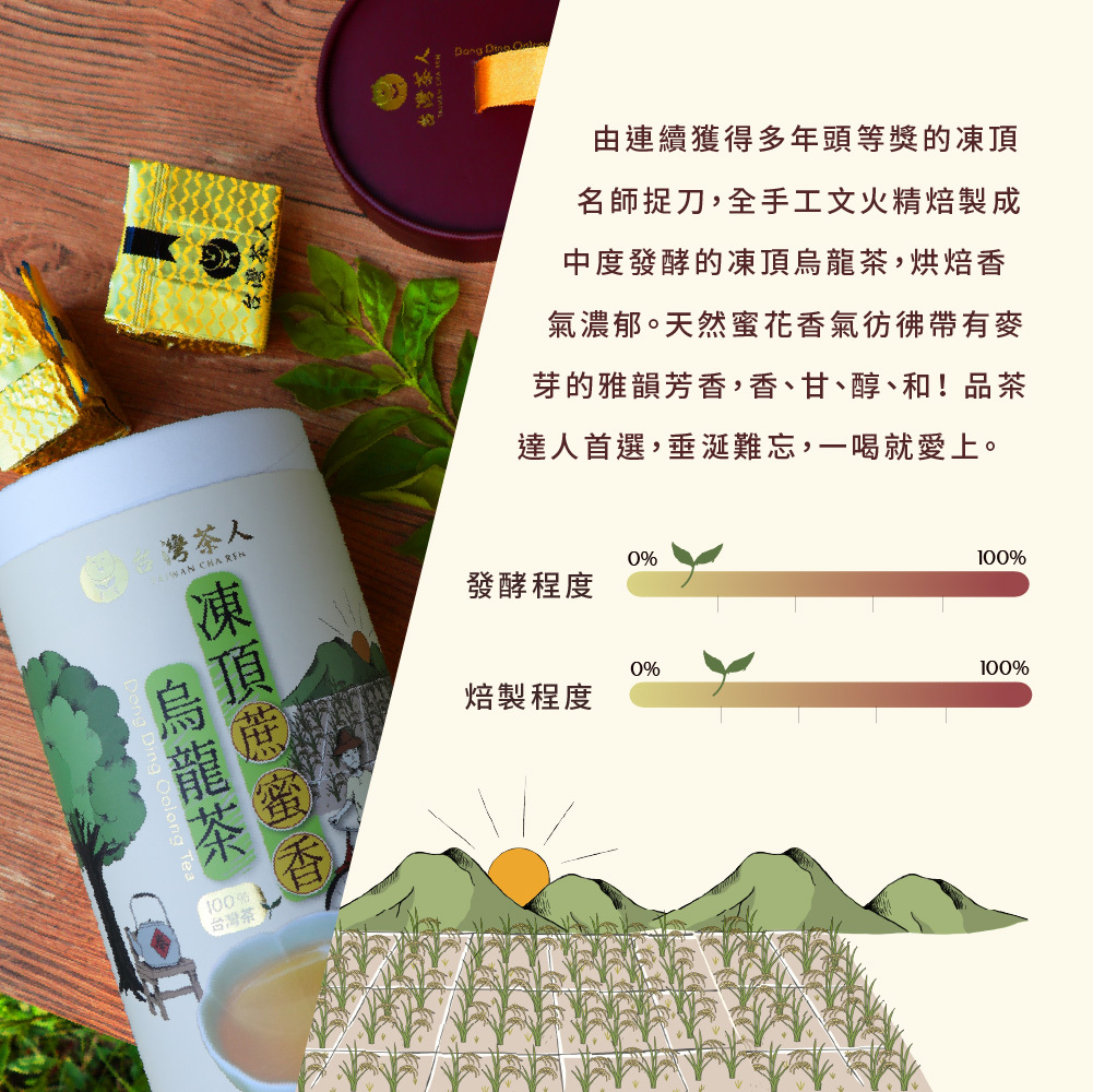 100%台灣茶| 凍頂蔗蜜香烏龍茶50GX2