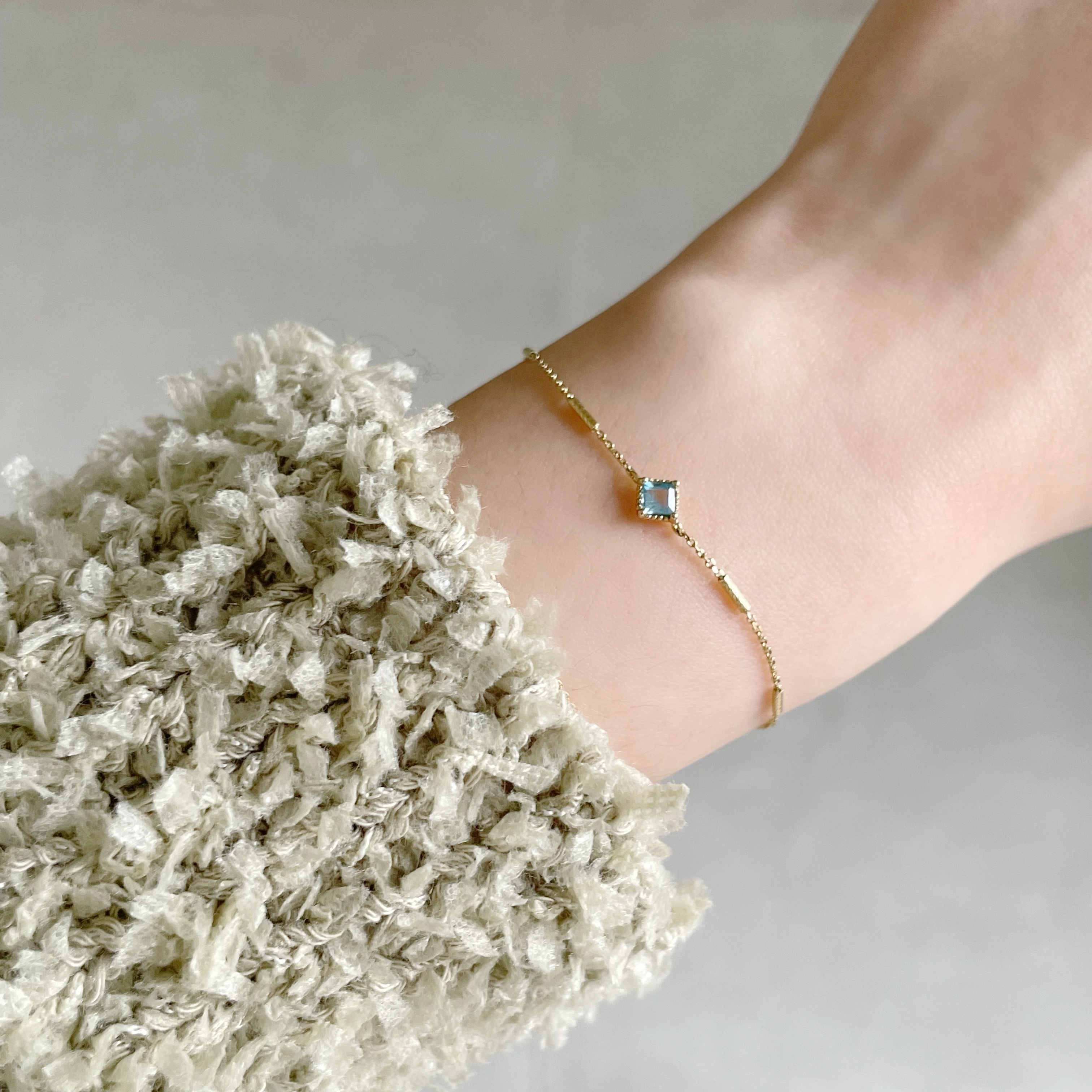 14K菱形瑞士藍托帕石beats手鍊