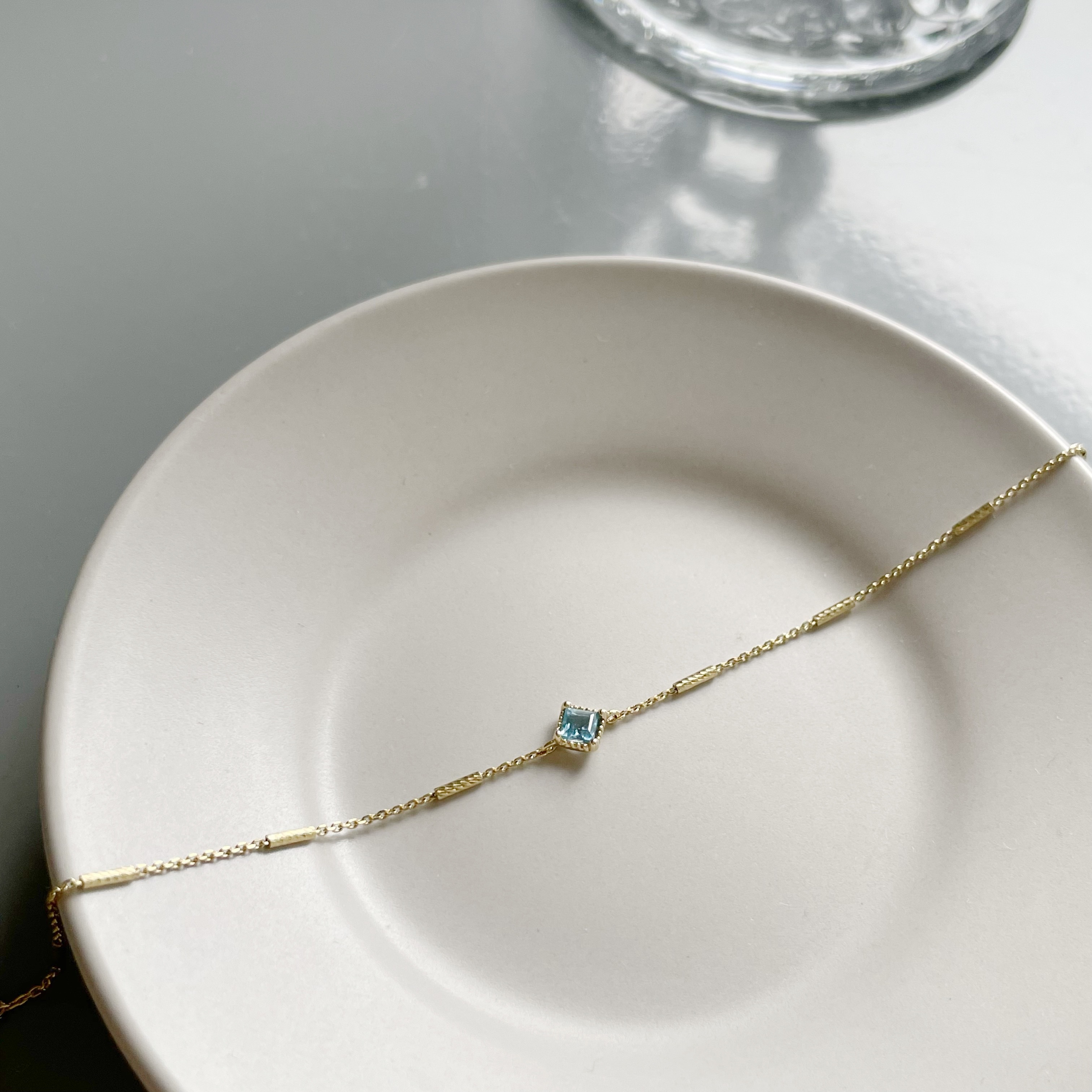 14K菱形瑞士藍托帕石beats手鍊