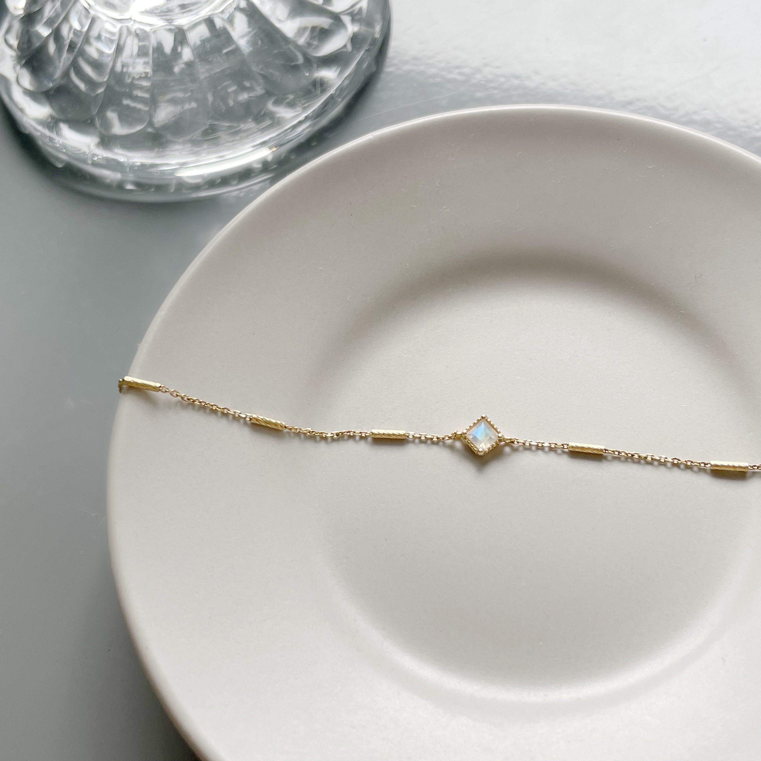 14K菱形月光石beats手鍊