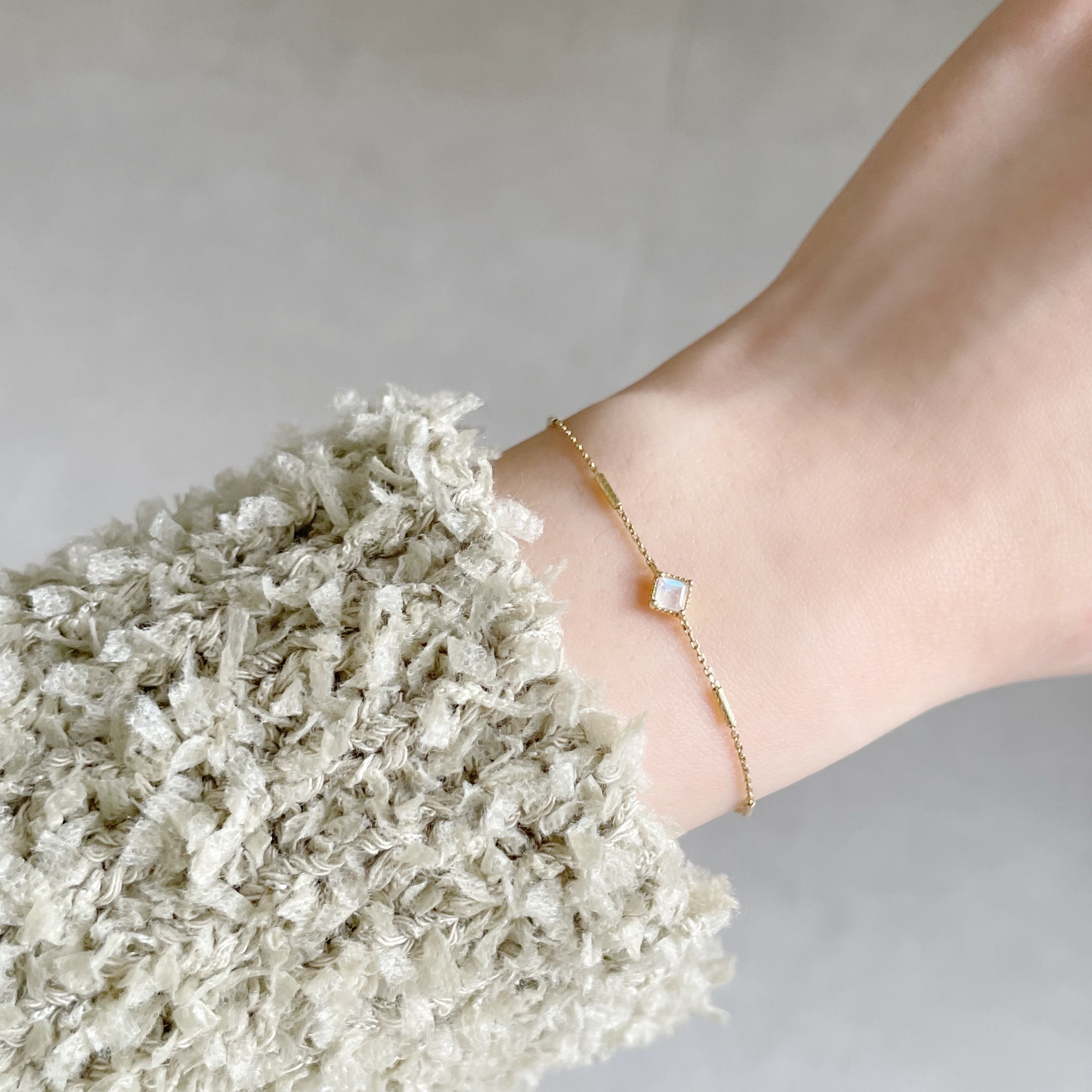 14K菱形月光石beats手鍊