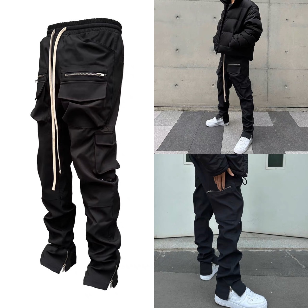 代理品牌 skpn 重磅複合尼龍工裝抽繩長褲 Vibe 側拉鍊