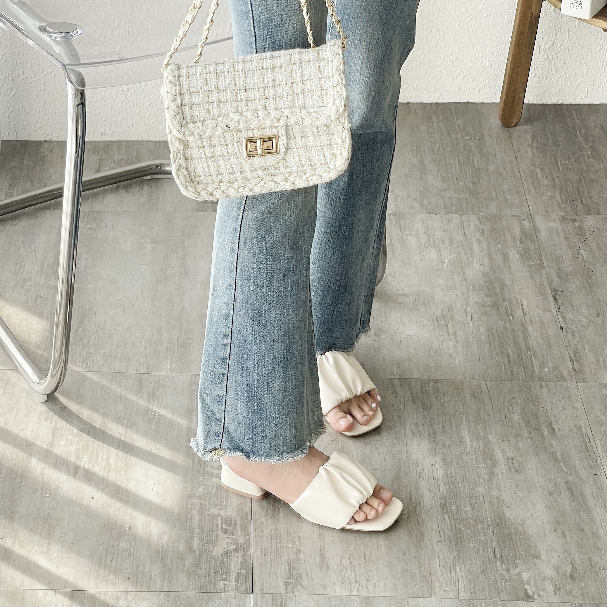 |預購|米白雲朵微跟氣質涼鞋(23-25)