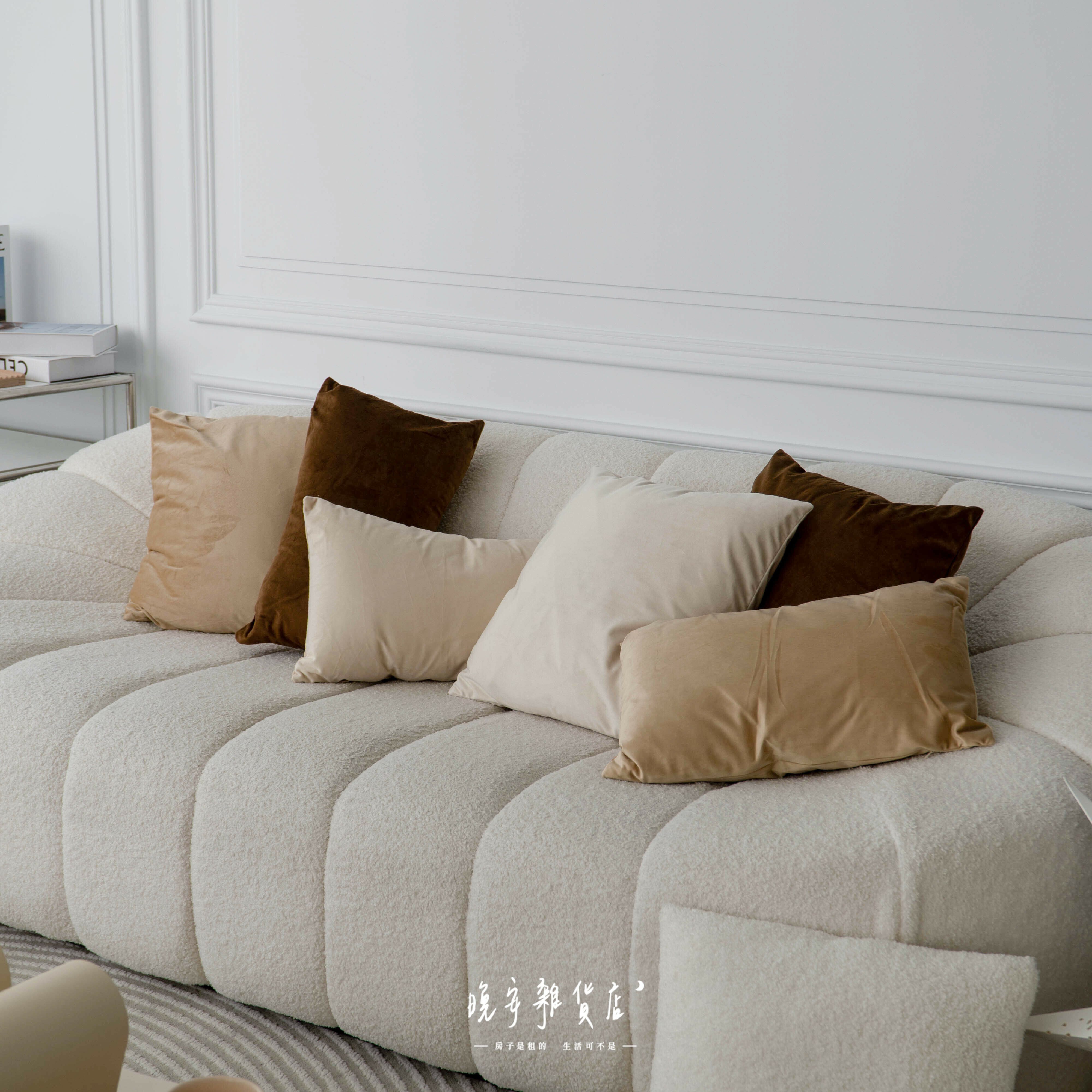 純色天鵝絨抱枕靠枕【3color】