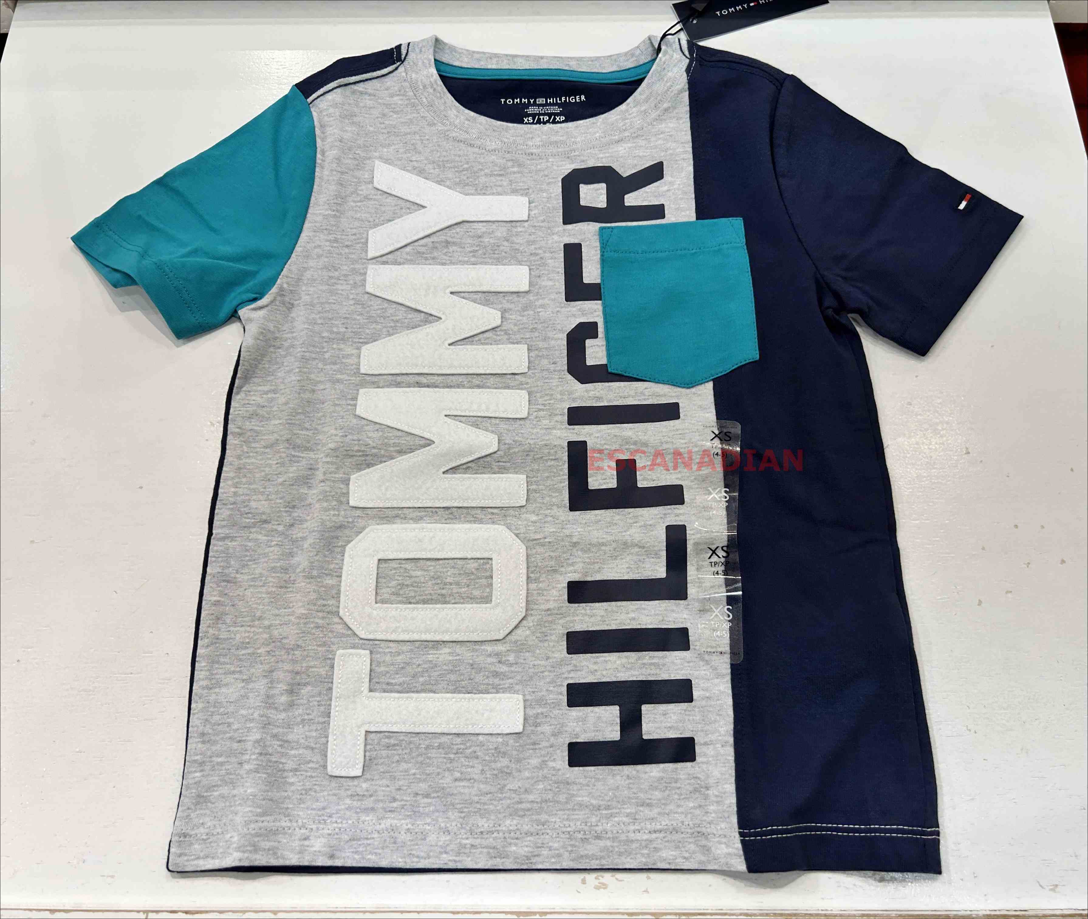 TOMMY 男大童 拚色 短TEE