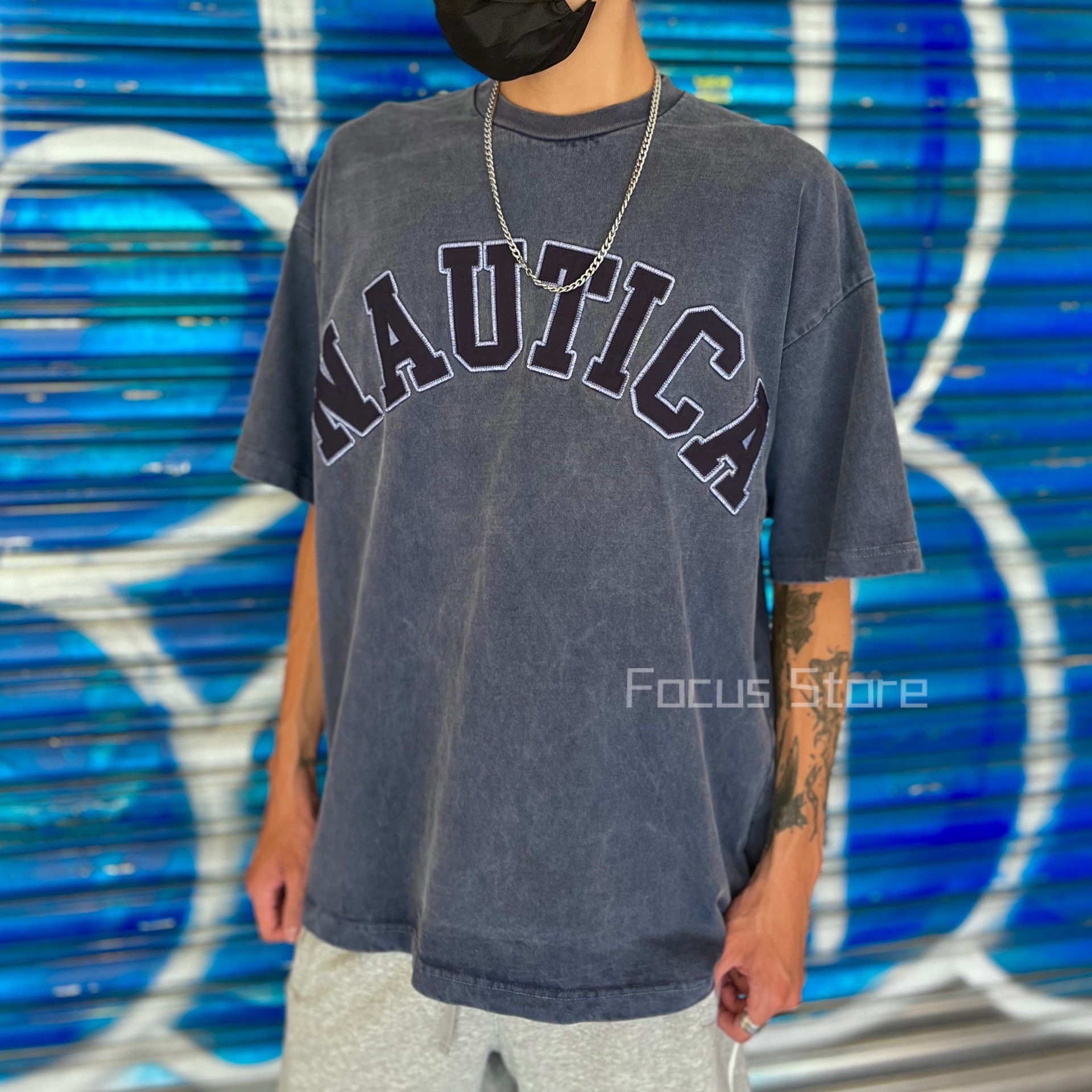 NAUTICA Dyed Arch Logo S/S Tee “TOO HEAVY” Navy 水洗 海軍藍【現貨商品】