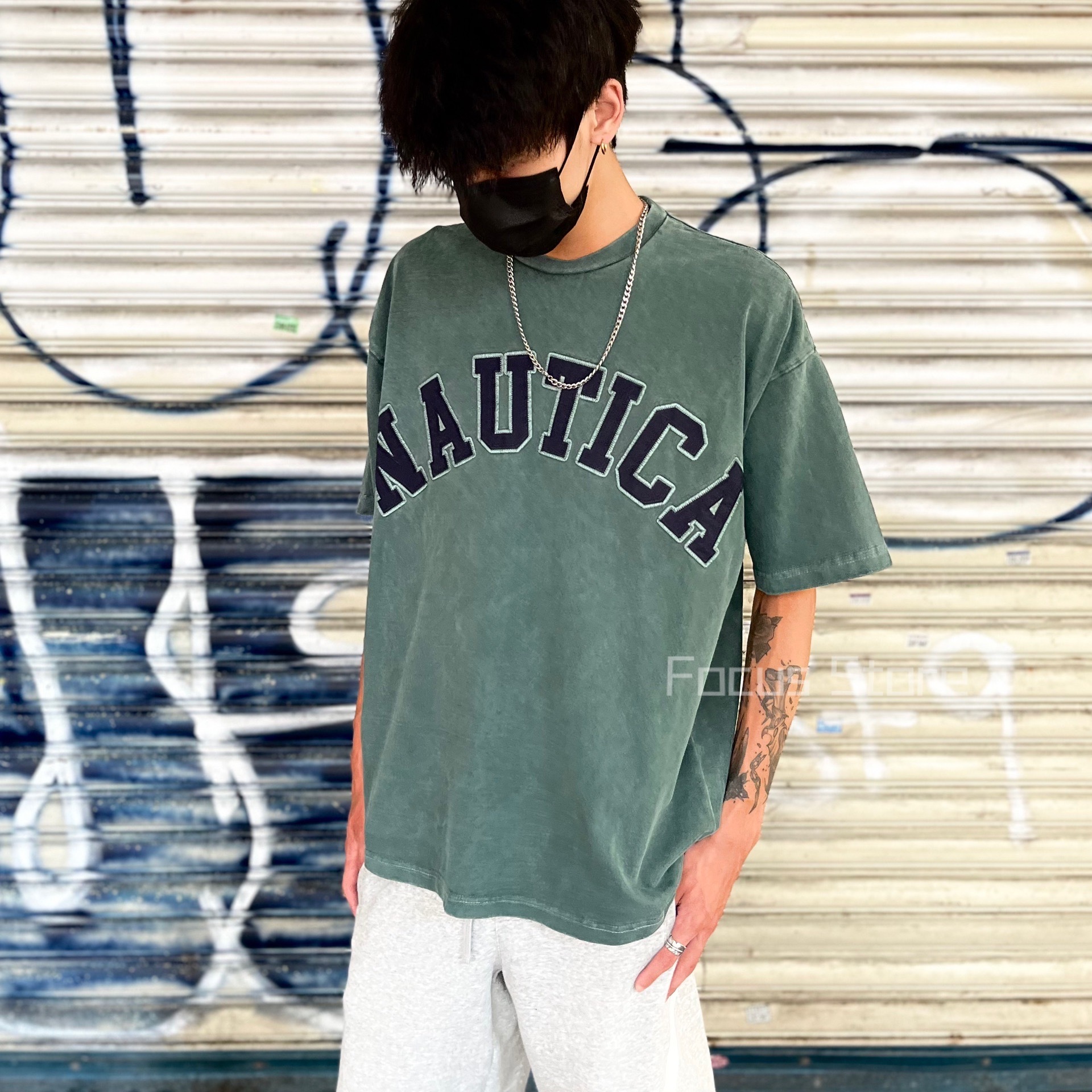 【Focus Store】現貨秒發 NAUTICA Dyed Arch Logo S/S Tee “TOO HEAVY” Green 水洗 綠色