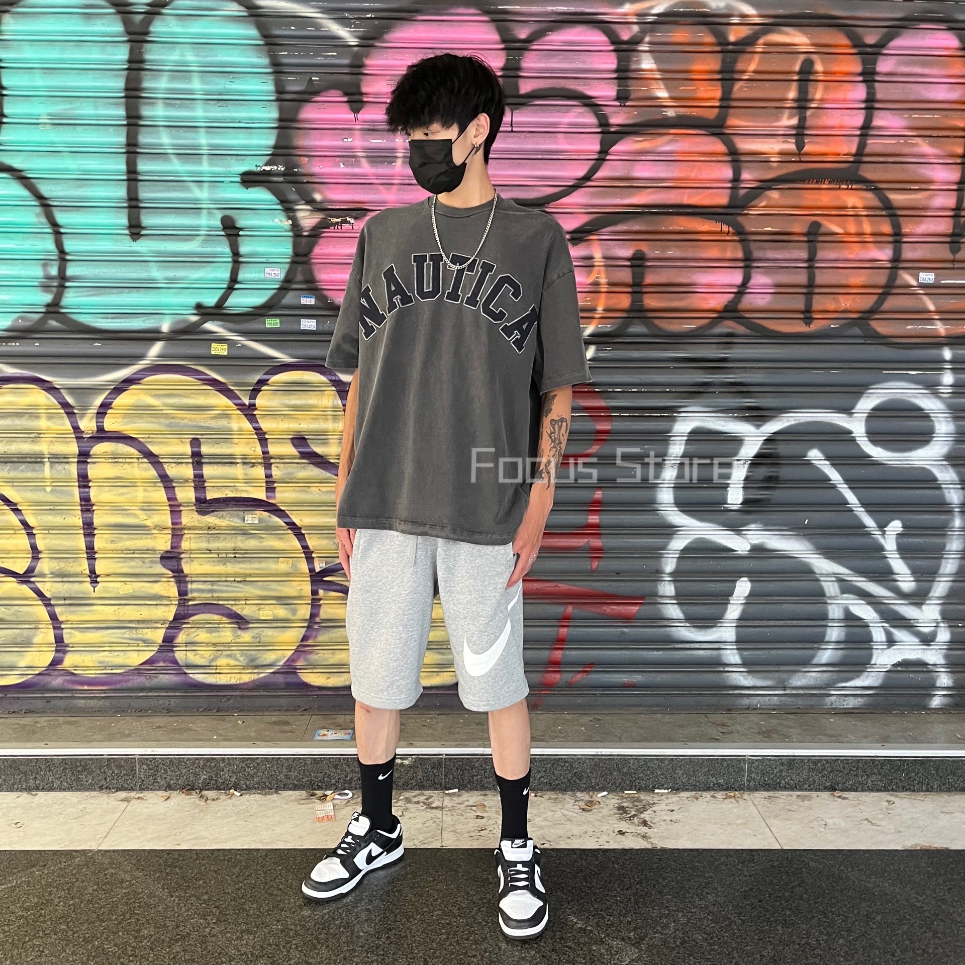 NAUTICA Dyed Arch Logo S/S Tee “TOO HEAVY” Black 水洗 炭灰【現貨商品】