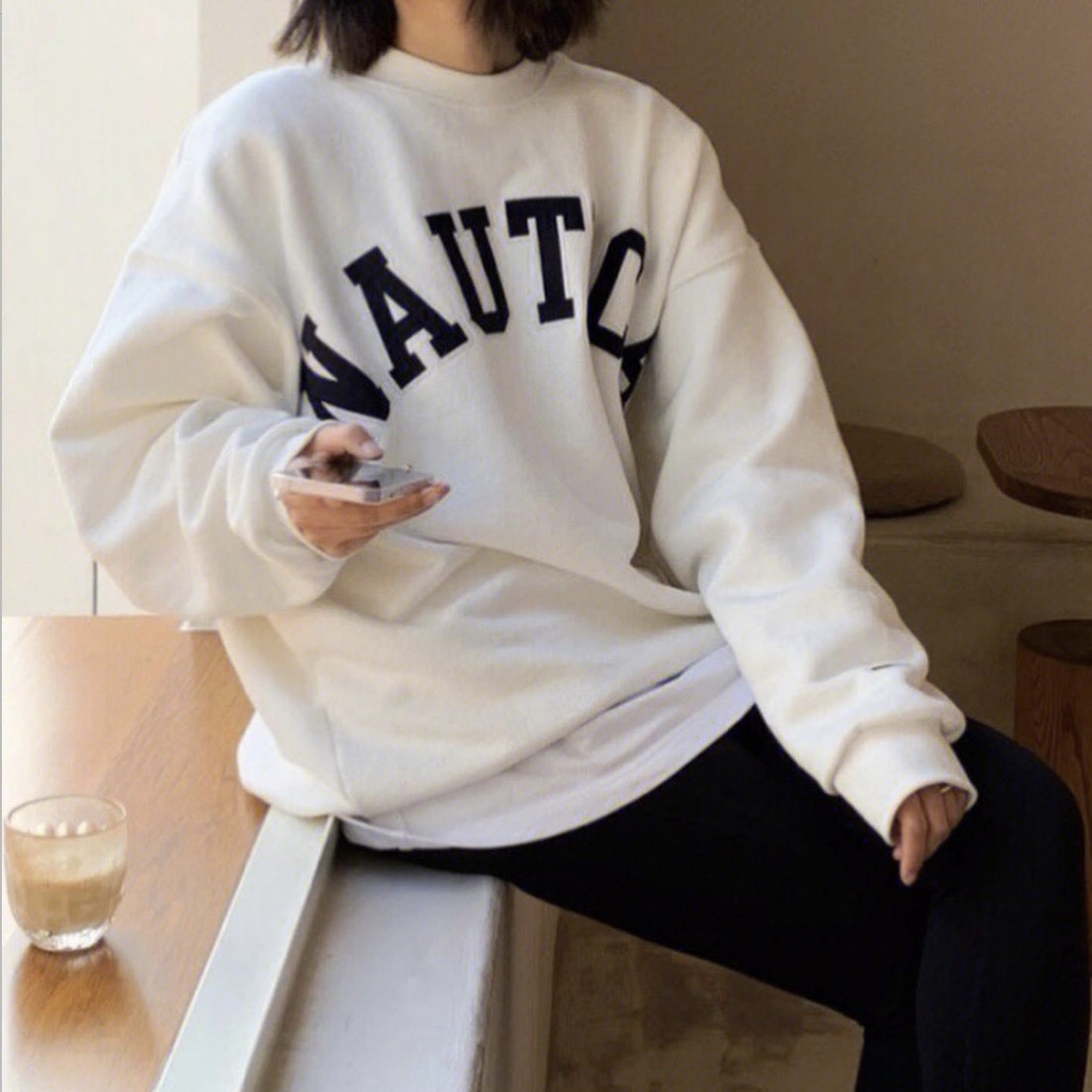 NAUTICA Arch Logo Crewneck Sweatshirt 2.1 White 白色【現貨商品】