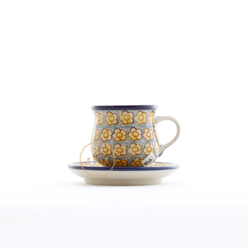 濃縮咖啡杯 杯盤組 100ml -鄉村風-小黃花