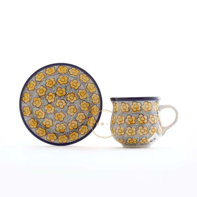 濃縮咖啡杯 杯盤組 100ml -鄉村風-小黃花