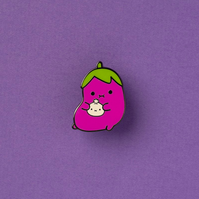 茄子巴巴 琺瑯別針 胸章｜pppppins