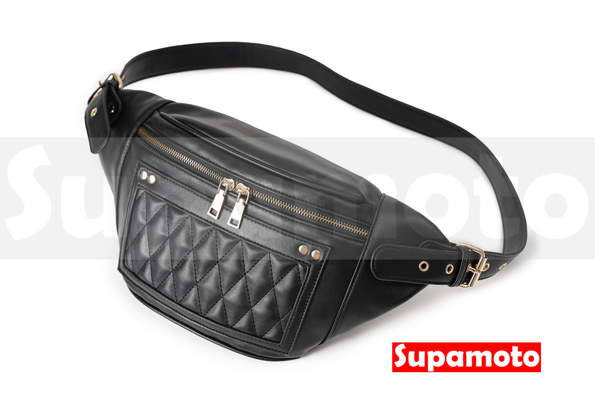 -Supamoto- 騎士 菱格 腰包 LB22 復古 胸包 斜肩包 單肩 哈雷 美式 咖啡 皮革