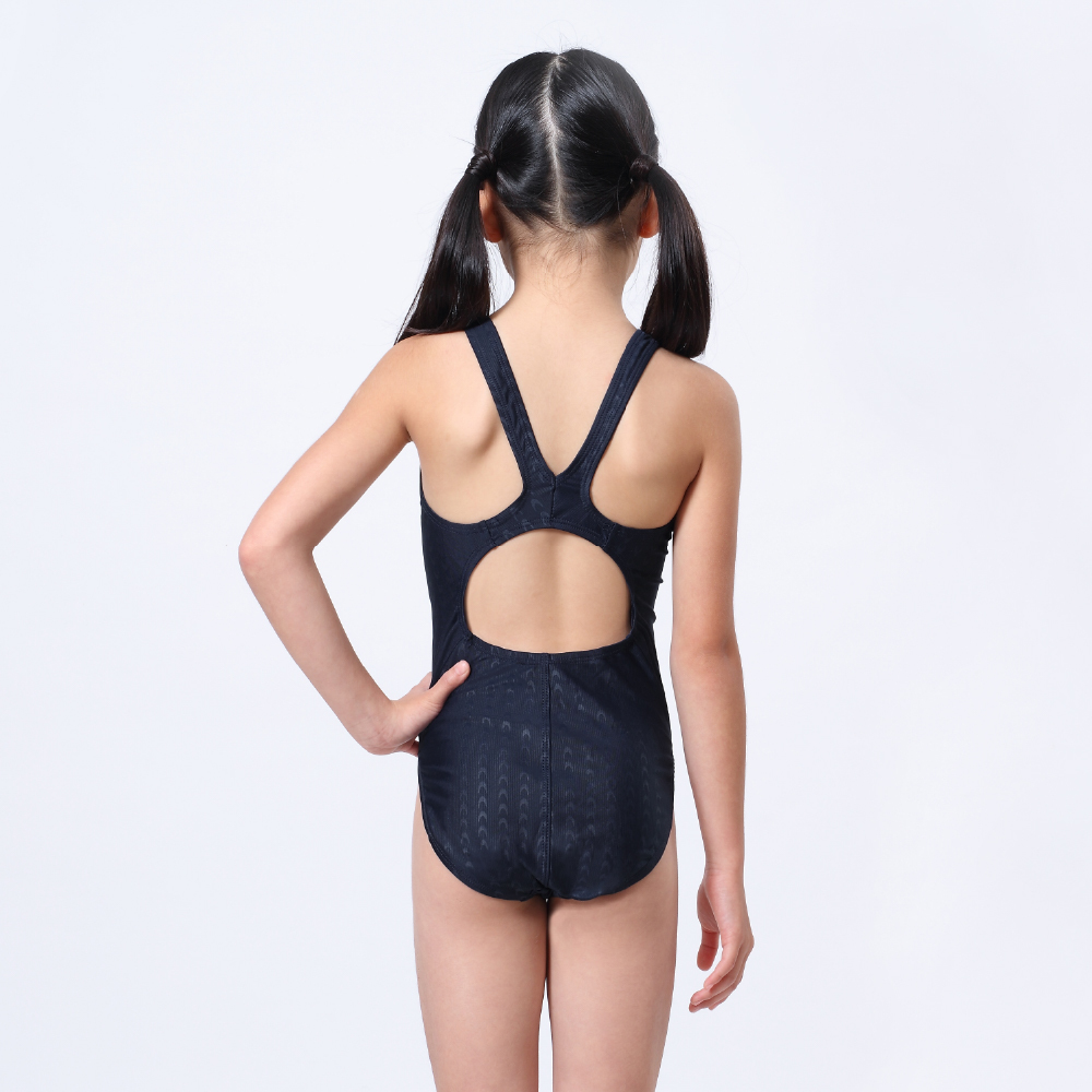 MAR-2120131WJ 小女競賽型泳裝 - 魚鱗(深藍)