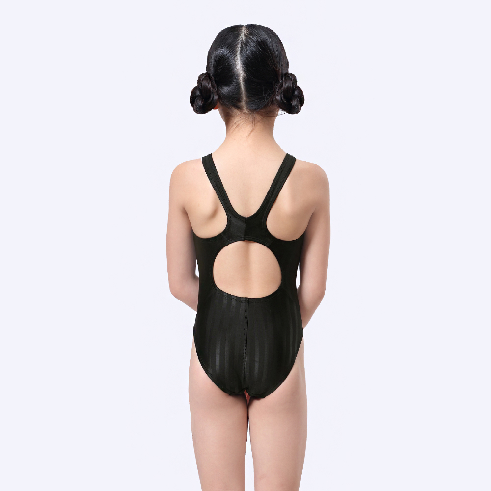 MAR-2120210WJ 小女競賽型泳裝 - 壓條(黑)