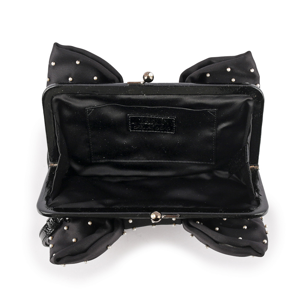 【MOSCHINO】滿版珍珠蝴蝶結造型手拿包(黑色)