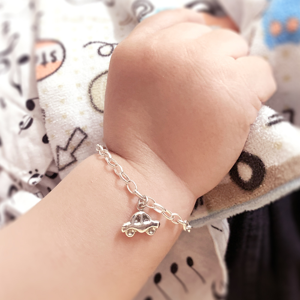 幸運小汽車 兒童刻字手鍊 寶寶滿月手鍊 925純銀彌月銀飾