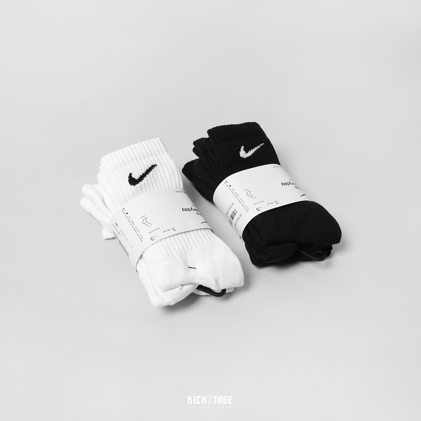 薄款 一組三雙 NIKE SWOOSH LOGO SOCKS 黑色 白色 小勾 運動 百搭 長襪 高筒襪【SX7676-100】【SX7676-010】