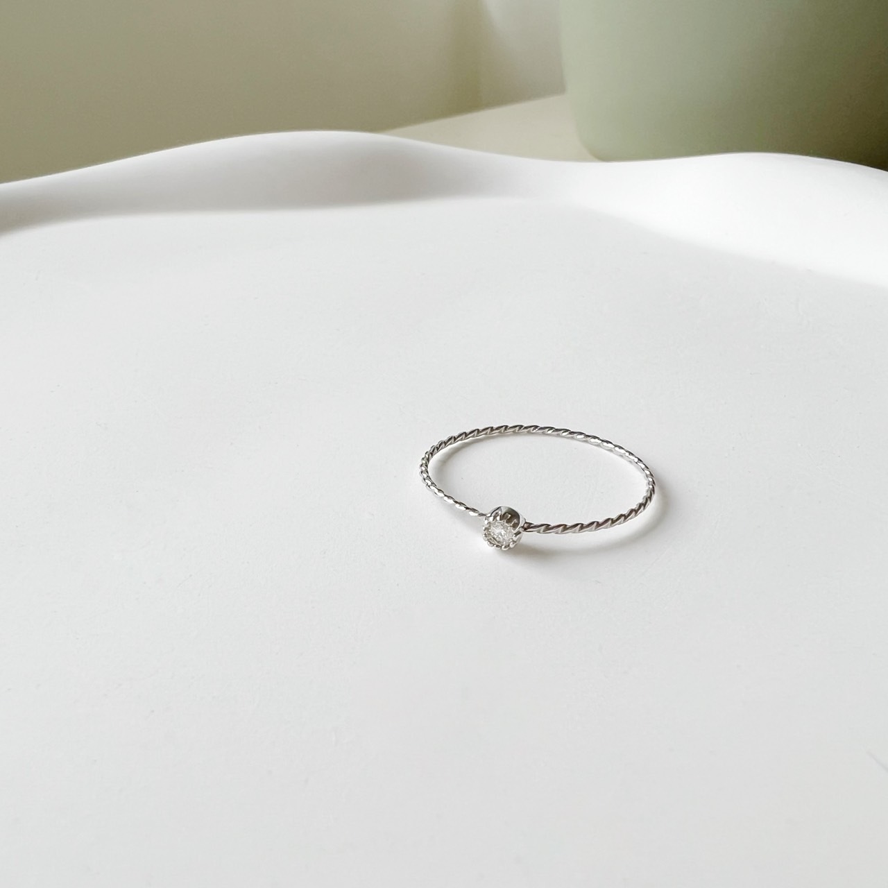 14K mini包邊蛋糕真鑽細戒