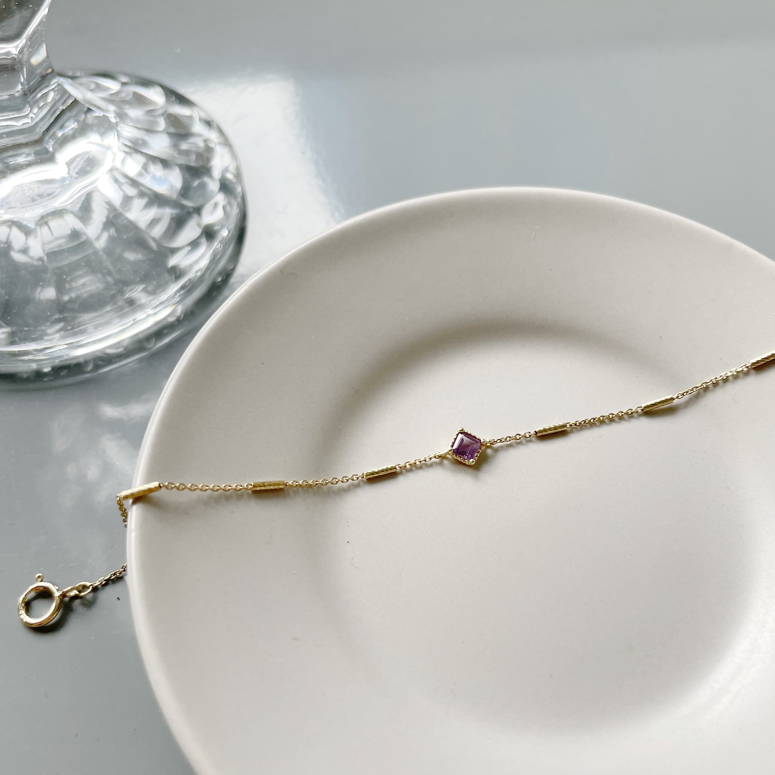 14K菱形紫水晶beats手鍊